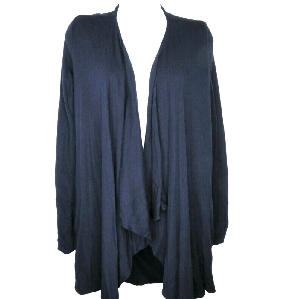 Neal Sperling Open Drape Front Angora Cardigan Sweater M Navy Blue USA Made VTG